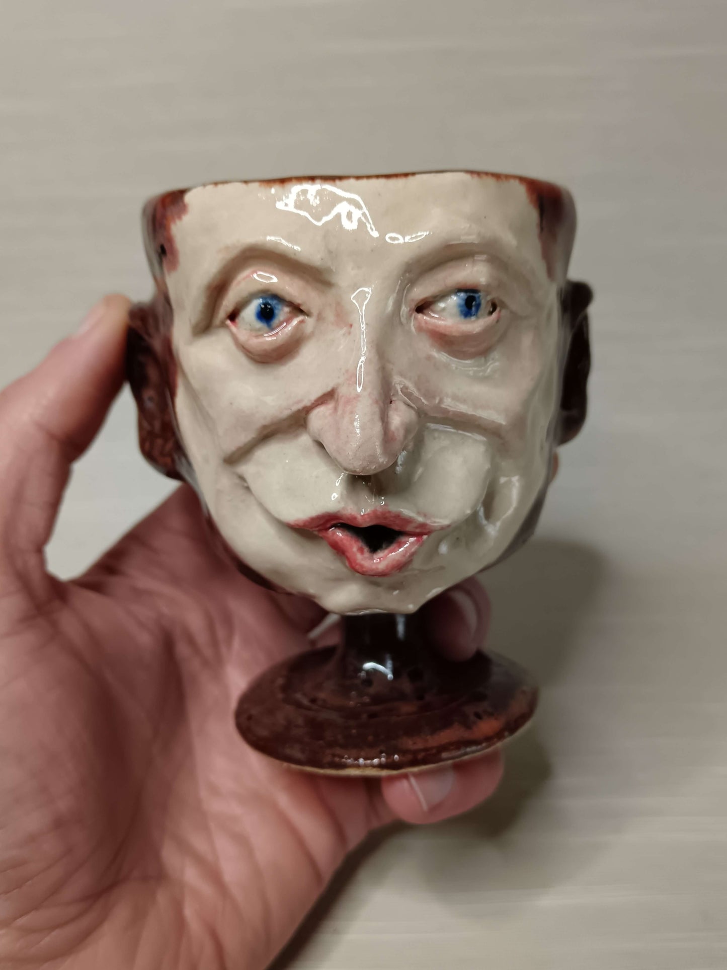 Pouting Face Mini Goblet - Quirky Handmade Ceramic Small Wine Glass