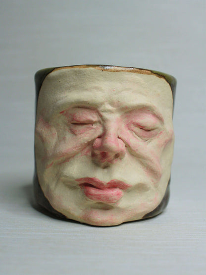 Grumpy Face Tumbler - Unique Handmade Ceramic Drinkware