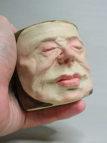 Grumpy Face Tumbler - Unique Handmade Ceramic Drinkware