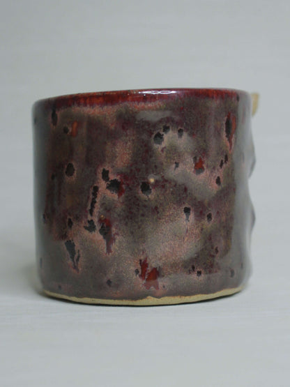Red Devil Face Tumbler - Creepy Handmade Ceramic Drinkware