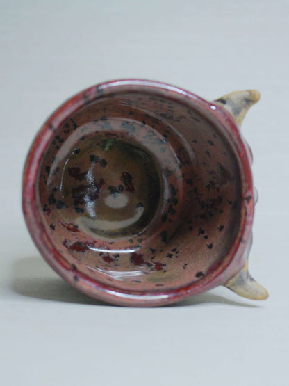 Red Devil Face Tumbler - Creepy Handmade Ceramic Drinkware