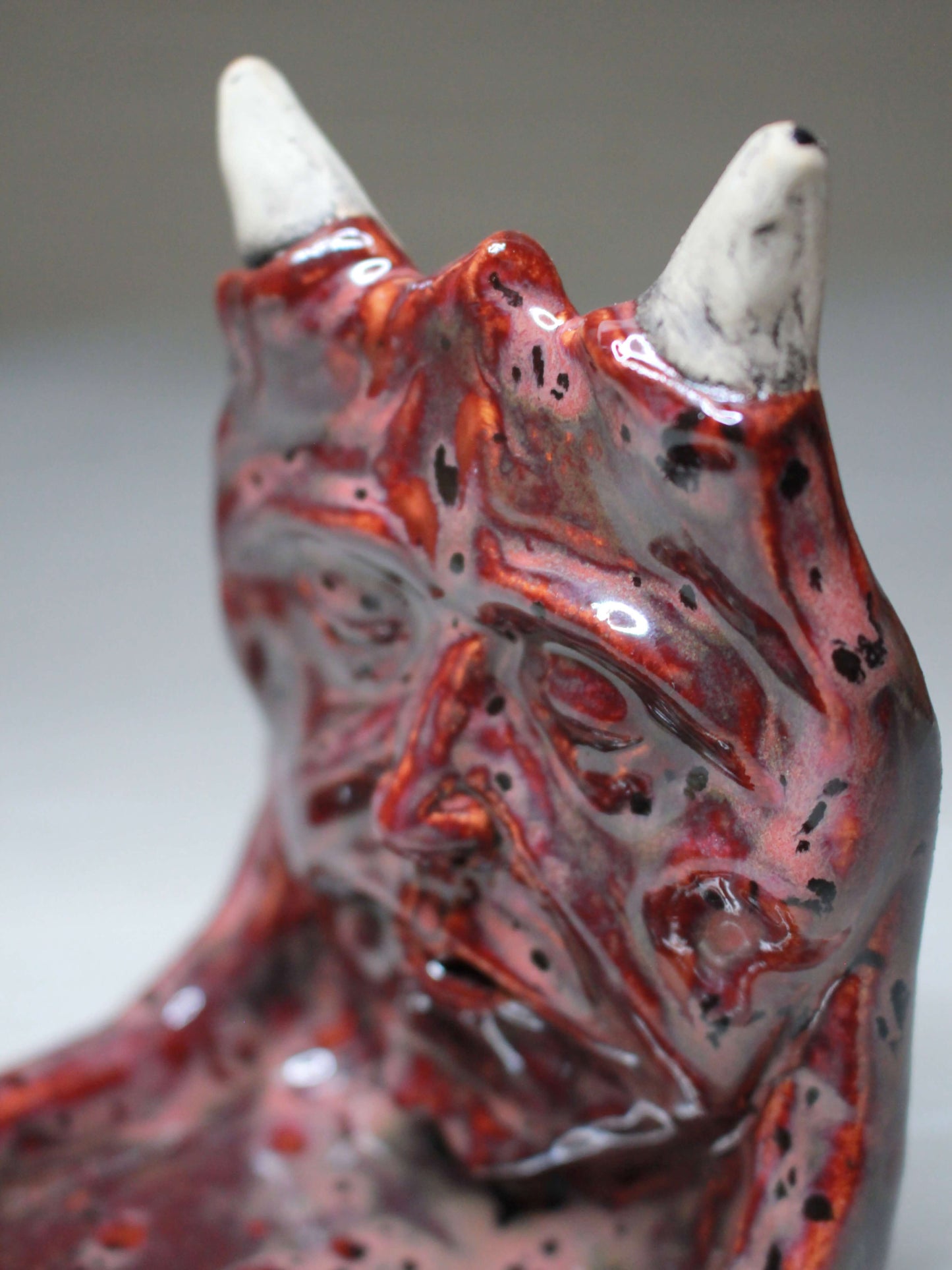 Devil Trinket / Tealight Holder (Red) - Handmade Ceramic Jewellery Dish / Mini Altar