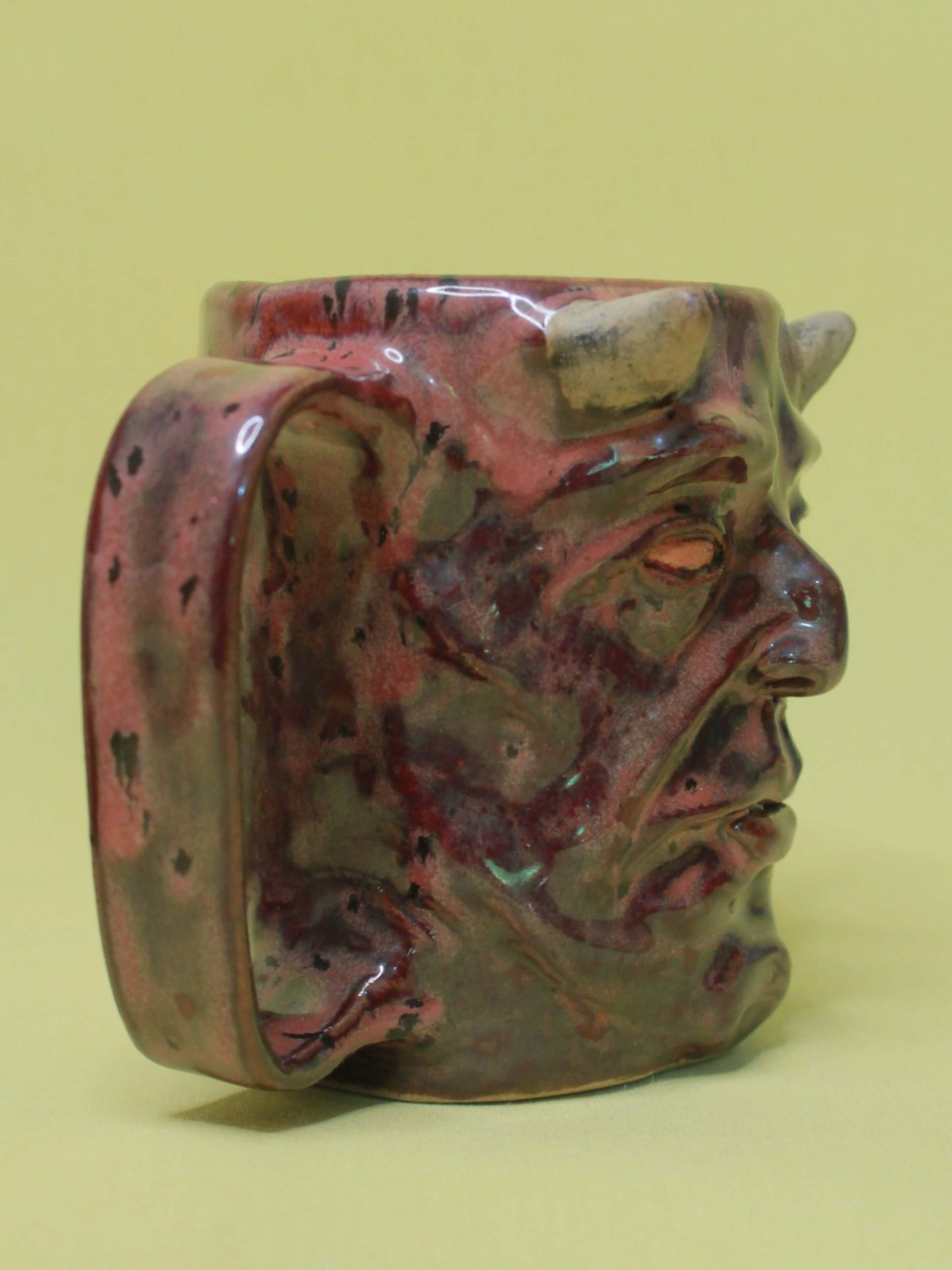 Red Devil Face Tankard / Large Mug - Handmade Ceramic