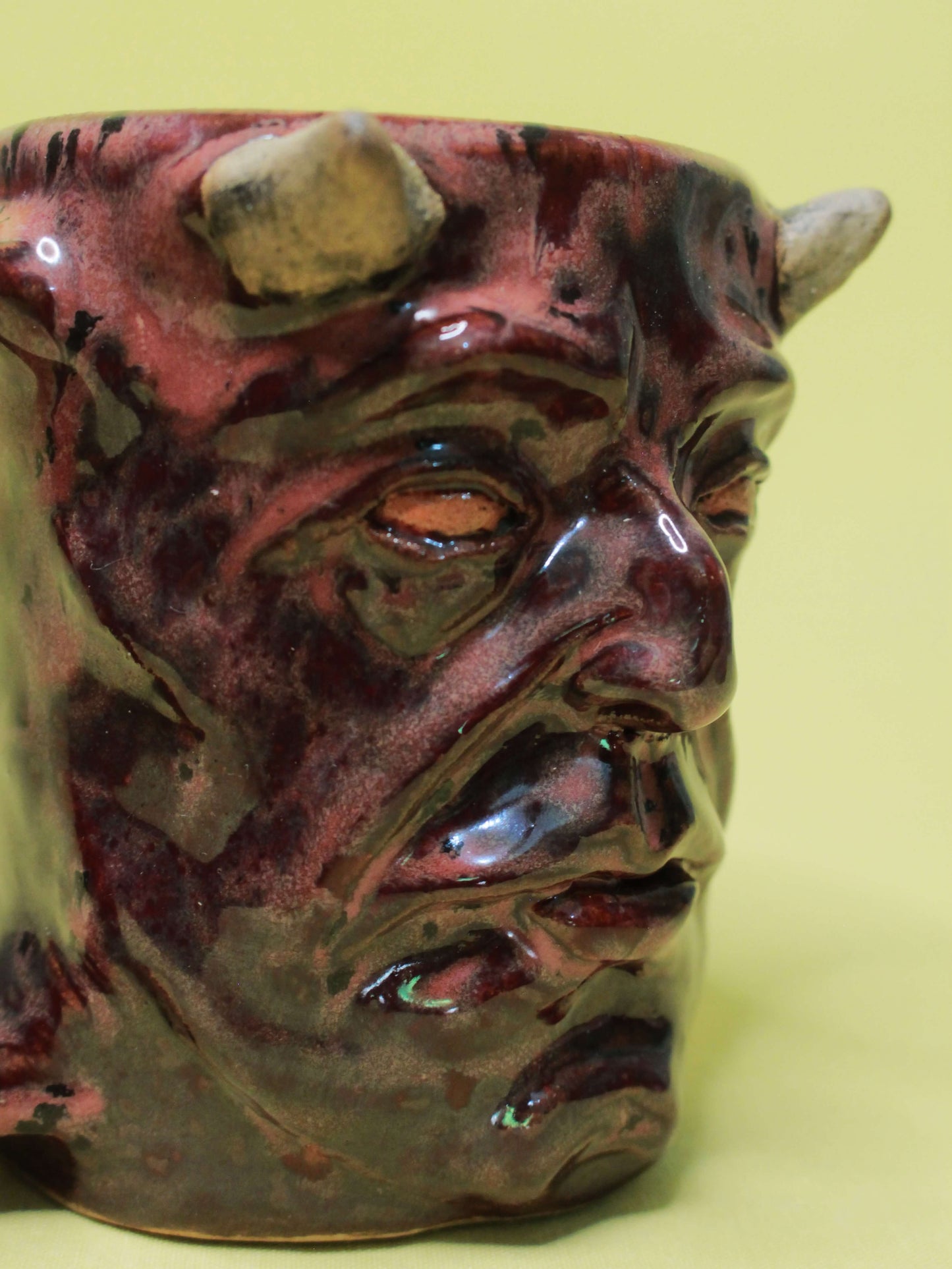 Red Devil Face Tankard / Large Mug - Handmade Ceramic