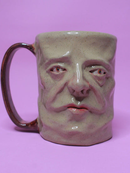 Nonchalant Nigel Face Tankard / Large Mug - Handmade Ceramic Drinkware