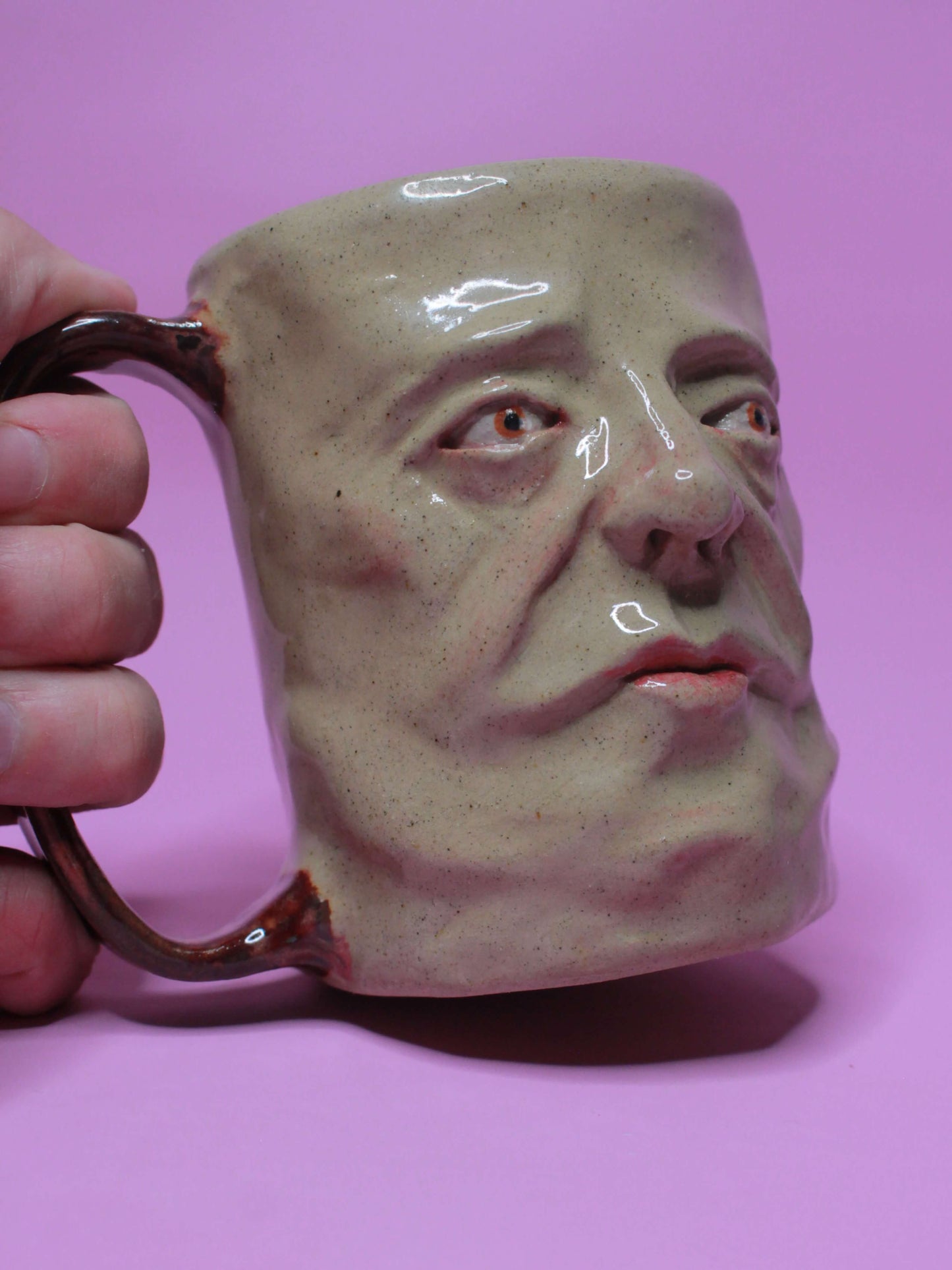 Nonchalant Nigel Face Tankard / Large Mug - Handmade Ceramic Drinkware