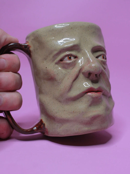 Nonchalant Nigel Face Tankard / Large Mug - Handmade Ceramic Drinkware