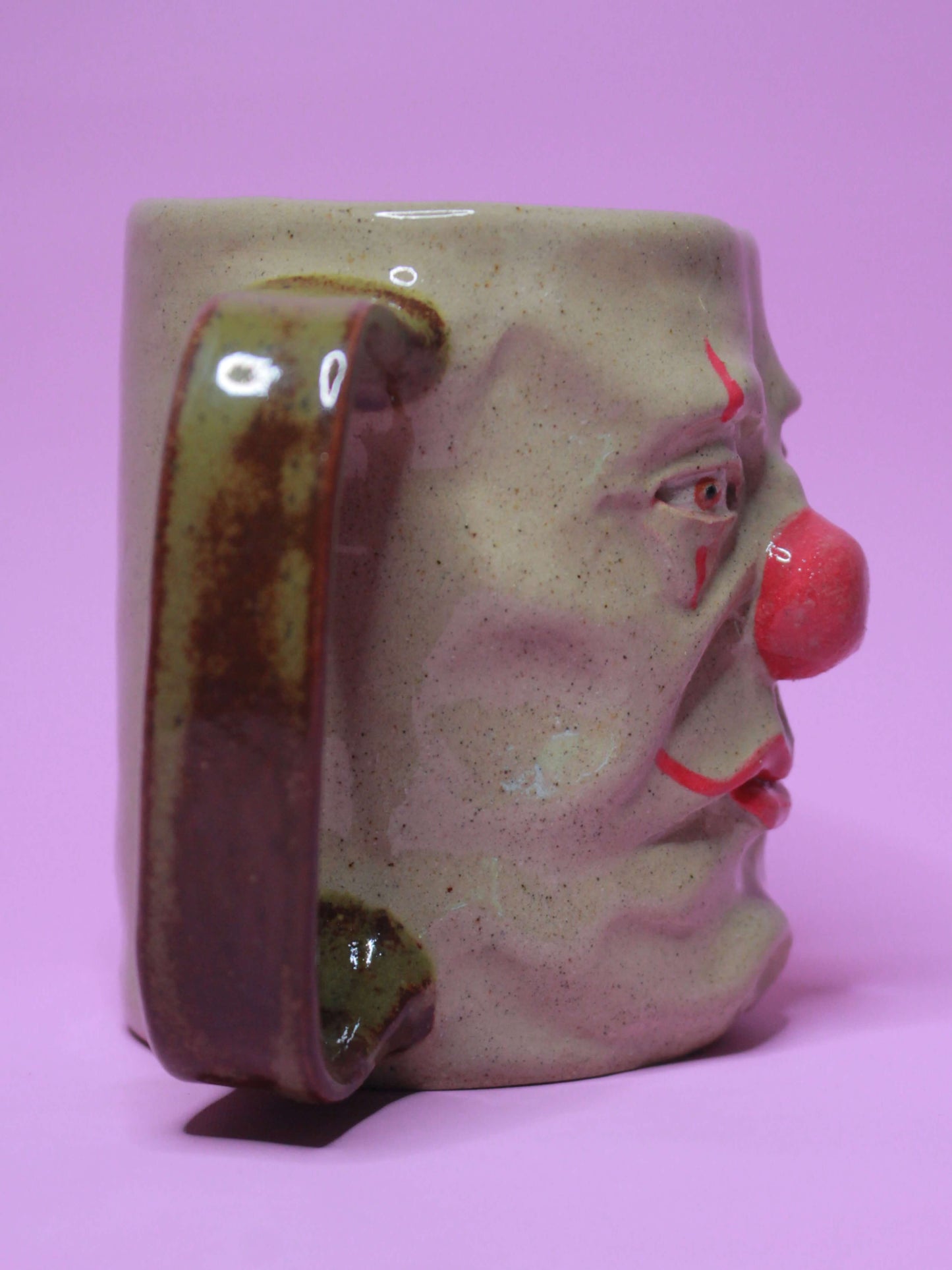 Side Eye Clown Face Tankard / Large Mug - Handmade Ceramic Drinkware