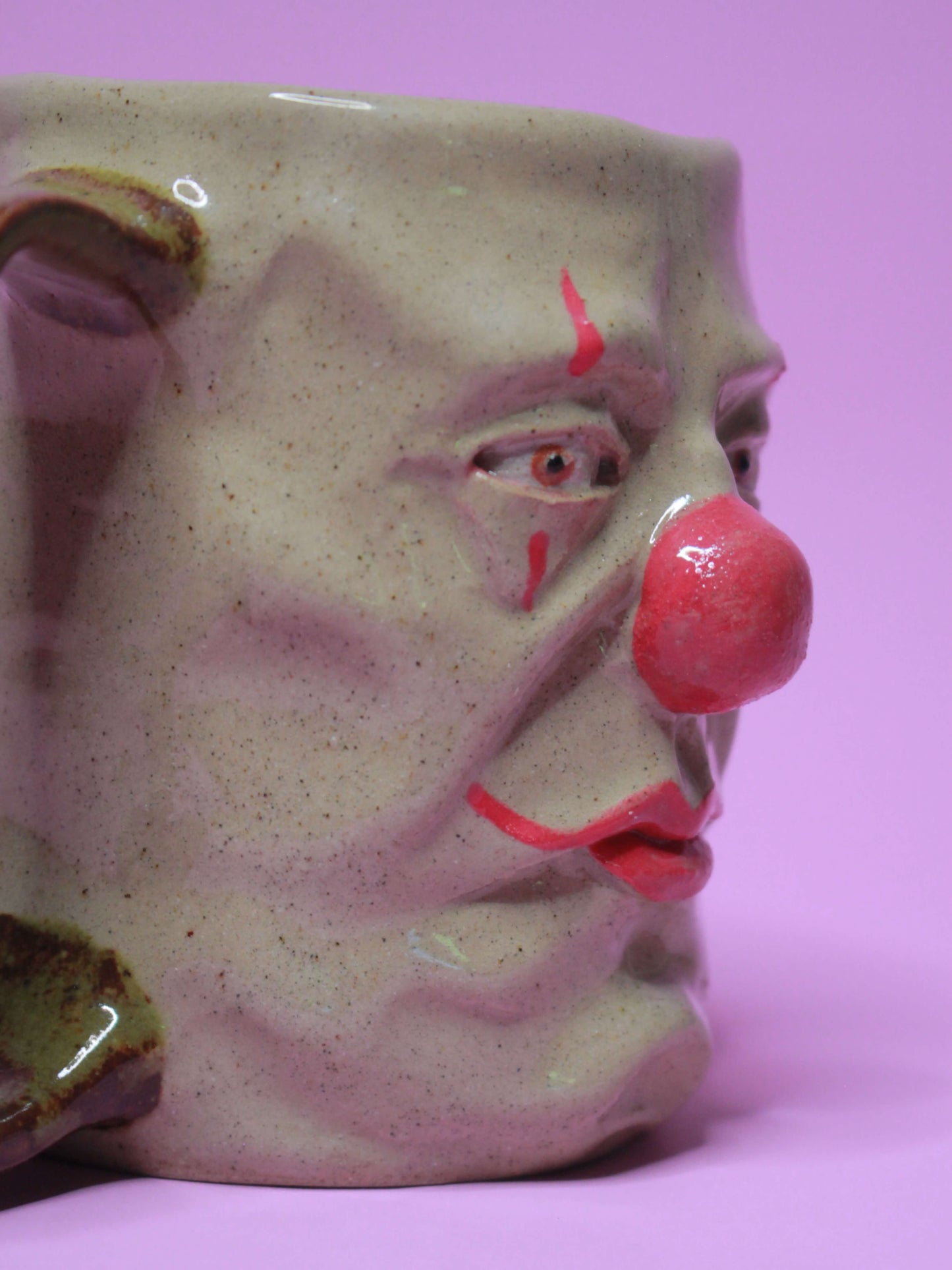 Side Eye Clown Face Tankard / Large Mug - Handmade Ceramic Drinkware