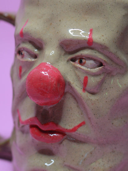 Side Eye Clown Face Tankard / Large Mug - Handmade Ceramic Drinkware