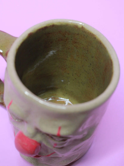 Side Eye Clown Face Tankard / Large Mug - Handmade Ceramic Drinkware