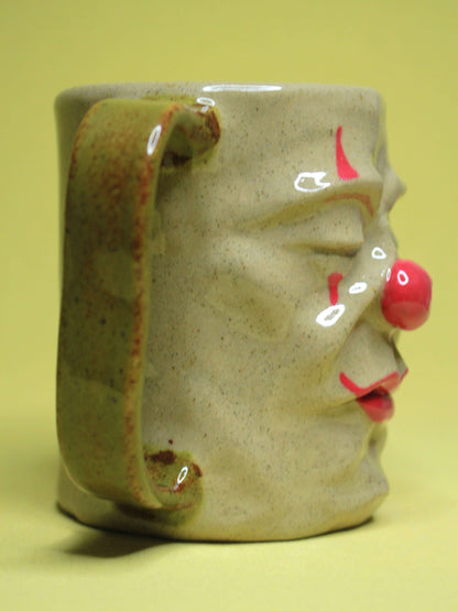 Sleeping Clown Face Mug - Quirky Handmade Ceramic Mug