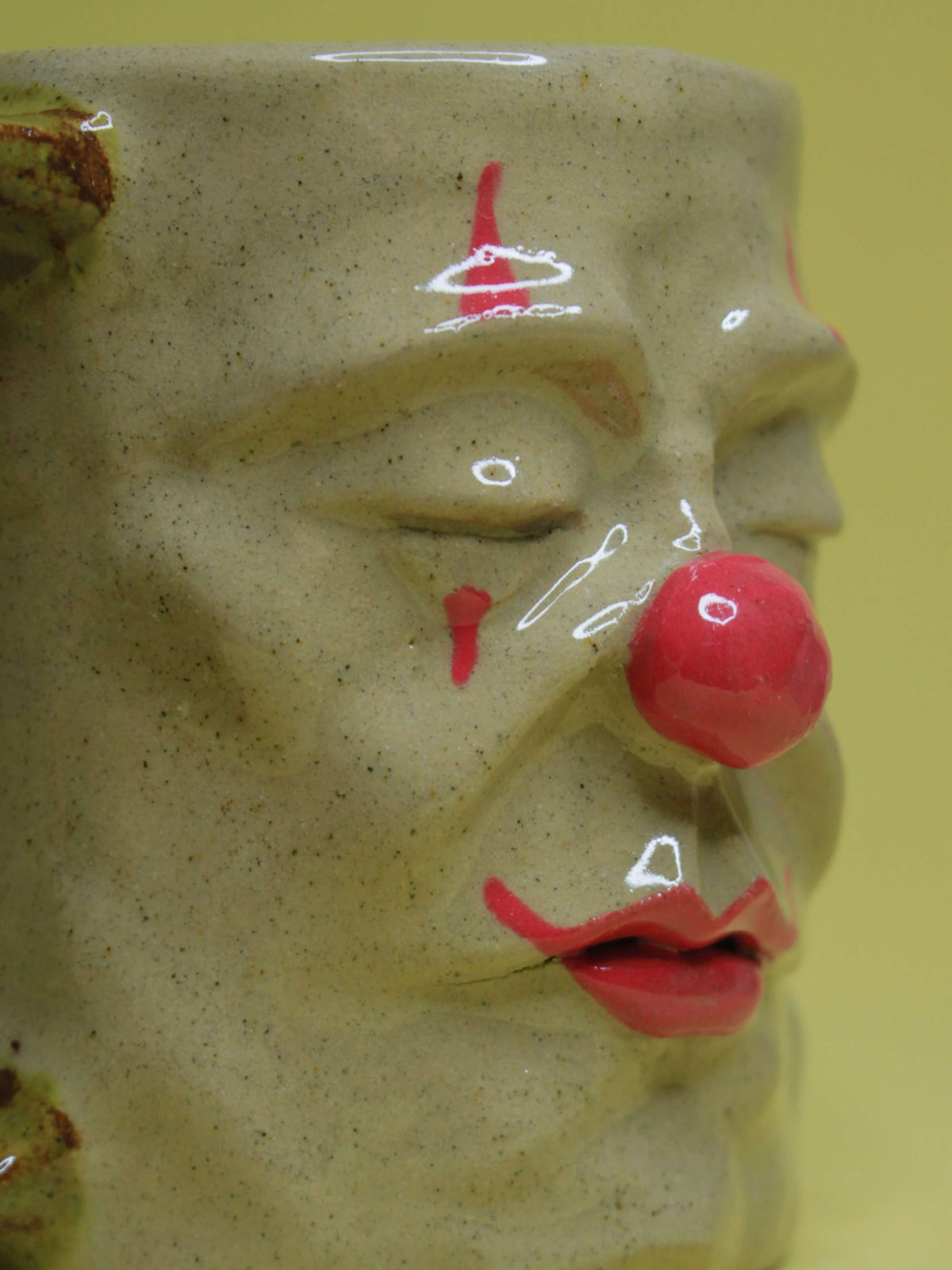 Sleeping Clown Face Mug - Quirky Handmade Ceramic Mug