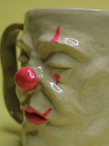 Sleeping Clown Face Mug - Quirky Handmade Ceramic Mug