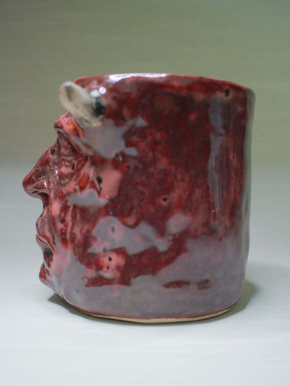 Sleeping Red Devil Mug - Strange Handmade Ceramic Monster Coffee Cup
