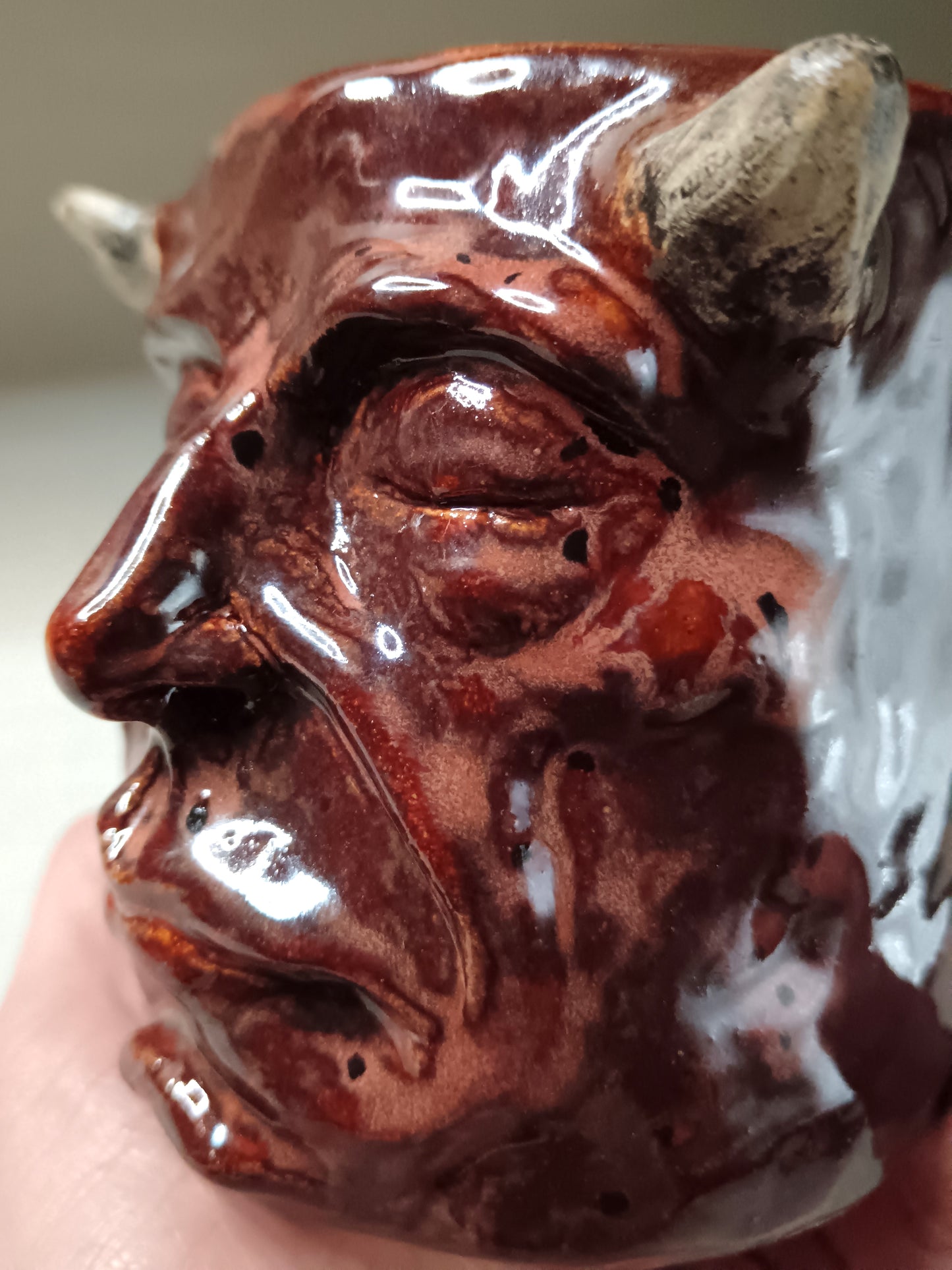 Sleeping Red Devil Mug - Strange Handmade Ceramic Monster Coffee Cup