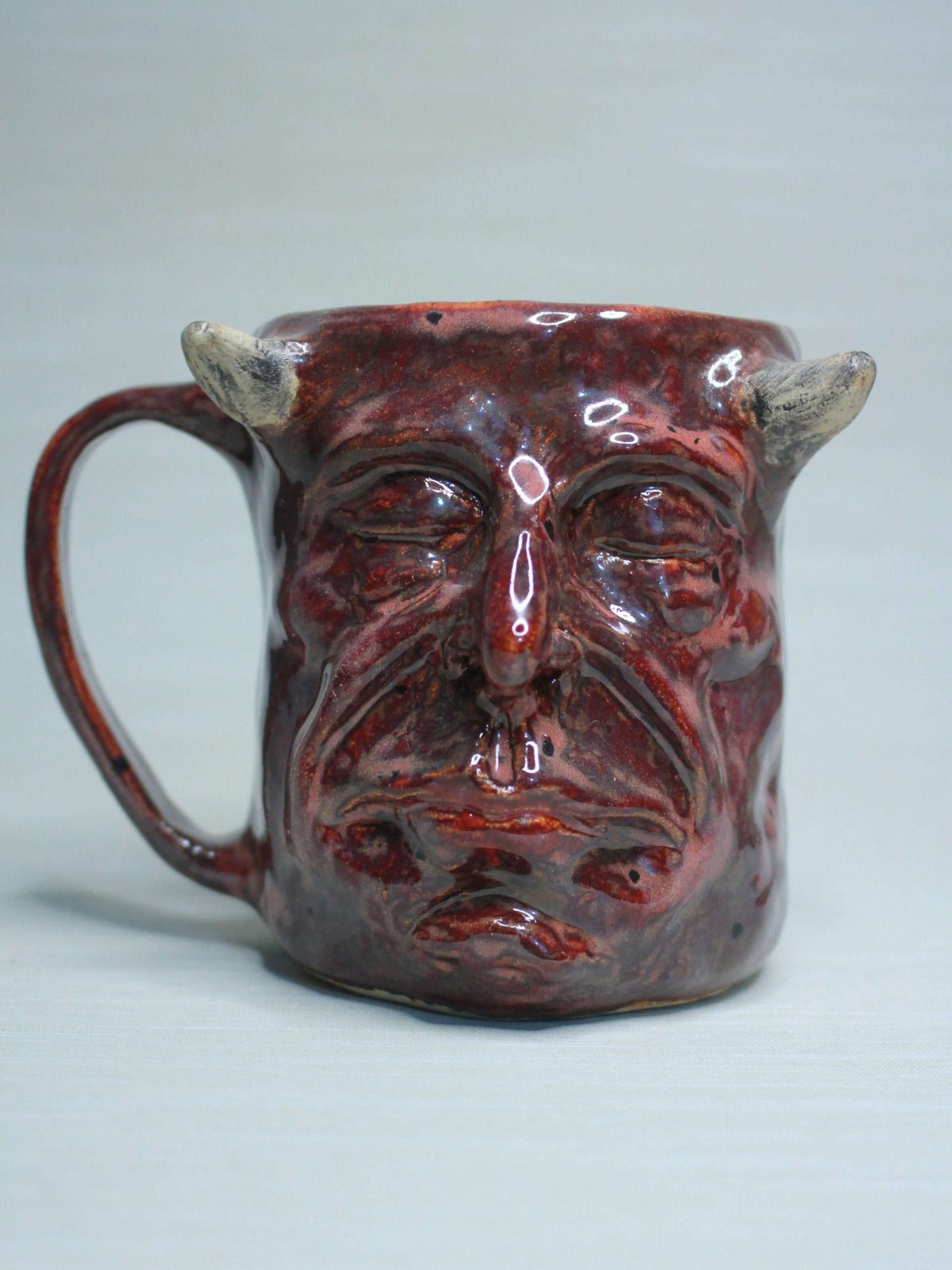 Sleeping Red Devil Mug - Strange Handmade Ceramic Monster Coffee Cup