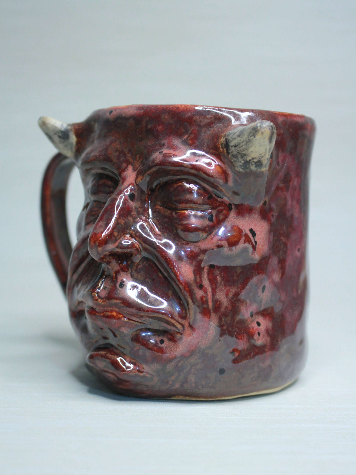 Sleeping Red Devil Mug - Strange Handmade Ceramic Monster Coffee Cup