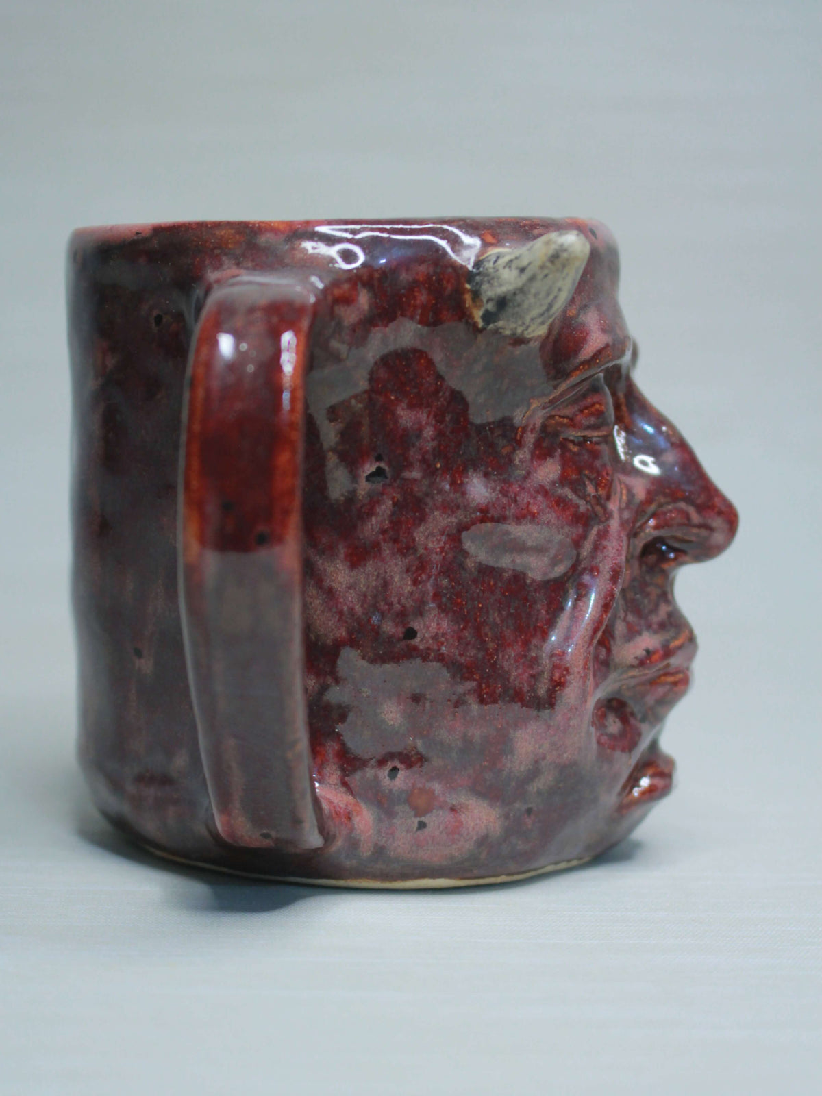 Sleeping Red Devil Mug - Strange Handmade Ceramic Monster Coffee Cup