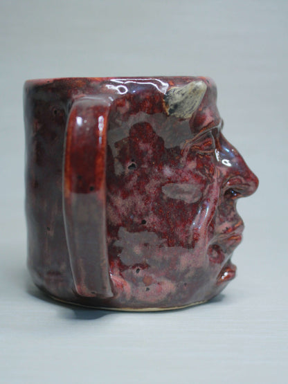 Sleeping Red Devil Mug - Strange Handmade Ceramic Monster Coffee Cup