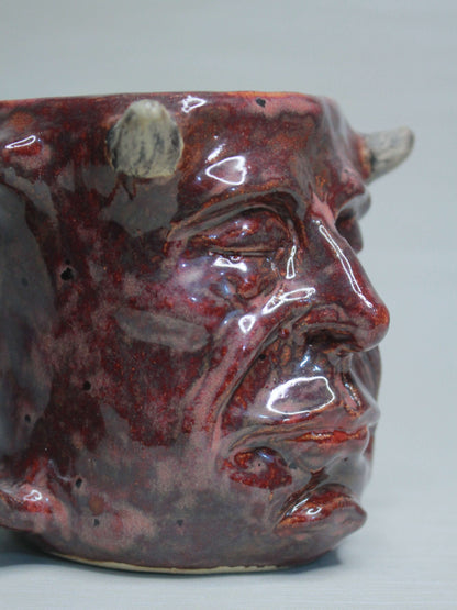 Sleeping Red Devil Mug - Strange Handmade Ceramic Monster Coffee Cup