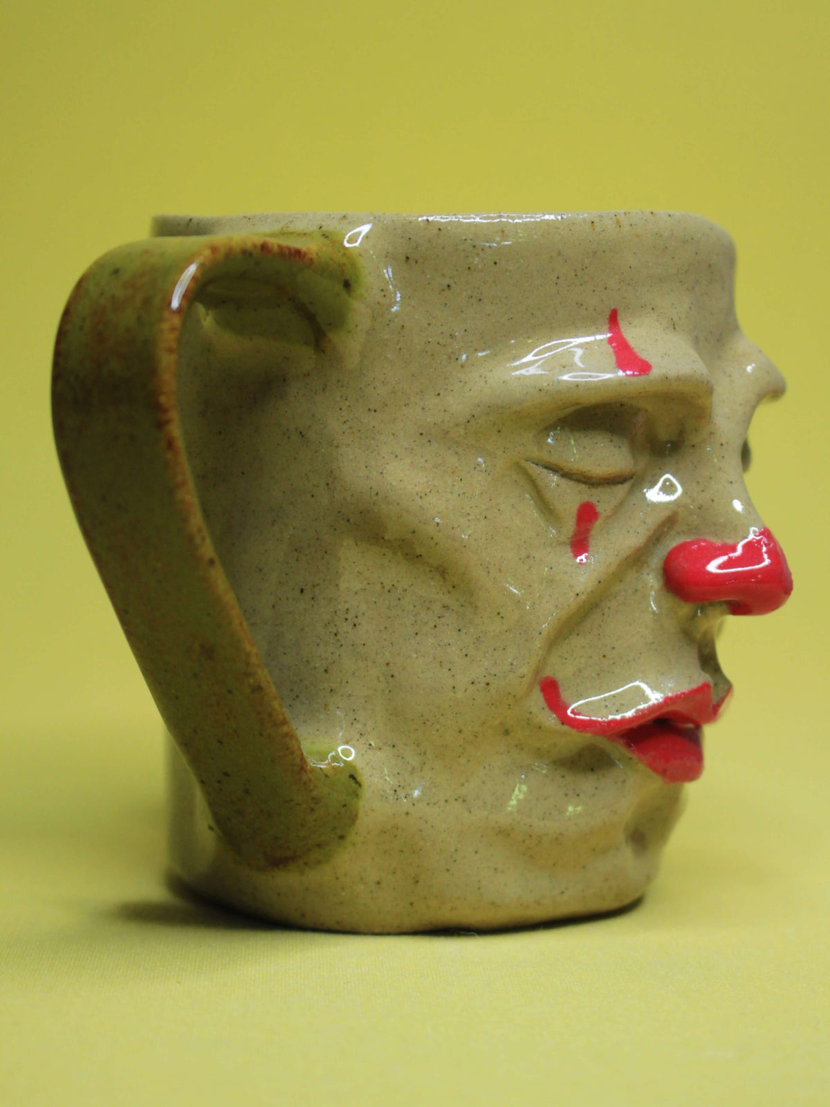 Sleepy Clown Face Mug - Quirky Handmade Ceramic Mug
