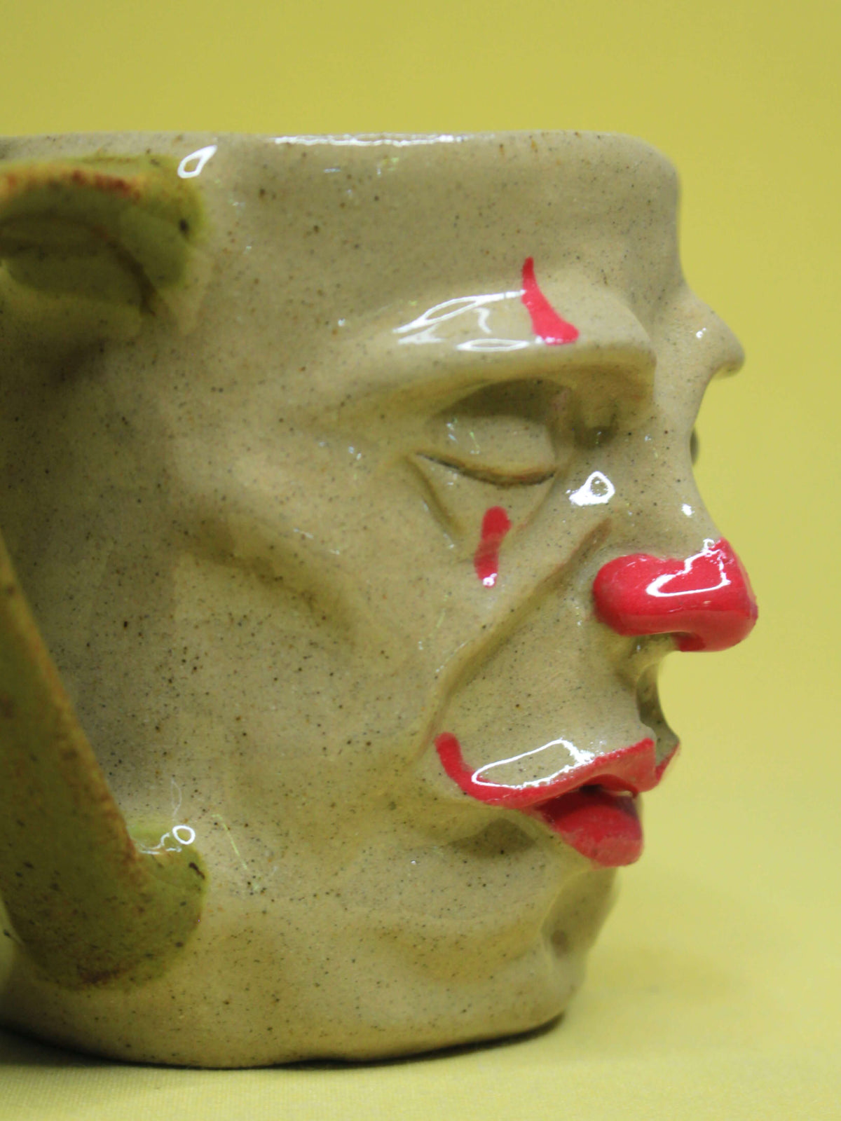 Sleepy Clown Face Mug - Quirky Handmade Ceramic Mug