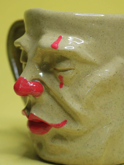 Sleepy Clown Face Mug - Quirky Handmade Ceramic Mug