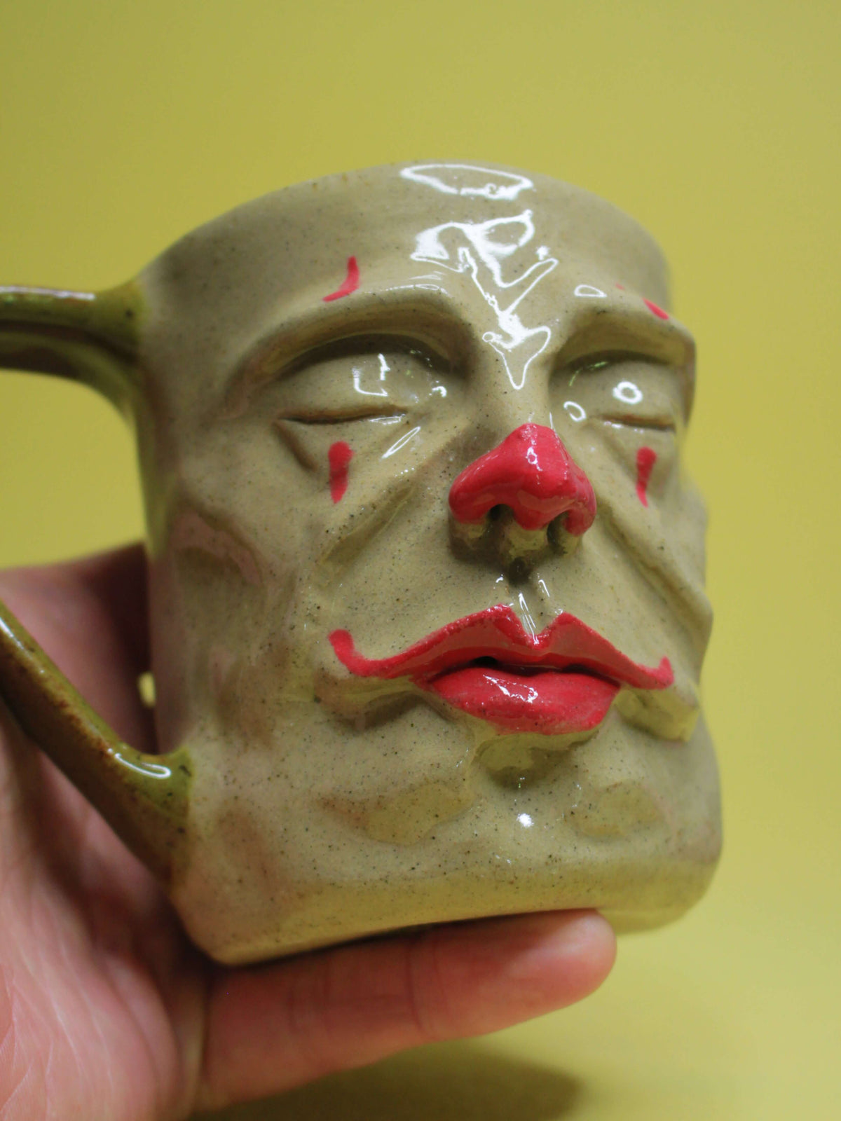 Sleepy Clown Face Mug - Quirky Handmade Ceramic Mug