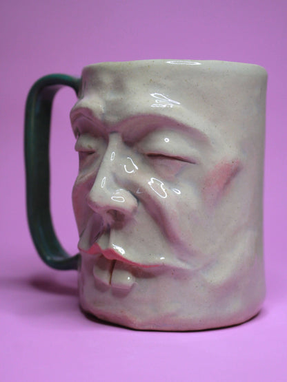 Goofy Geoff Face Tankard / Large Mug - Quirky Handmade Ceramic Drinkware