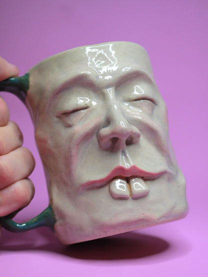 Goofy Geoff Face Tankard / Large Mug - Quirky Handmade Ceramic Drinkware