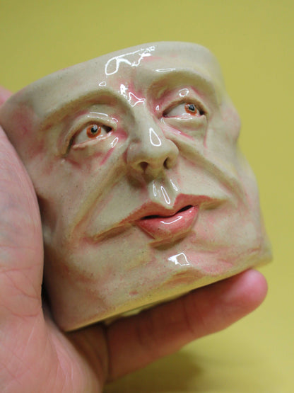 Daydream Dave Face Tumbler - Quirky Handmade Ceramic Drinkware