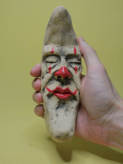 Small Clown Crescent Moon Ceramic Wall Ornament
