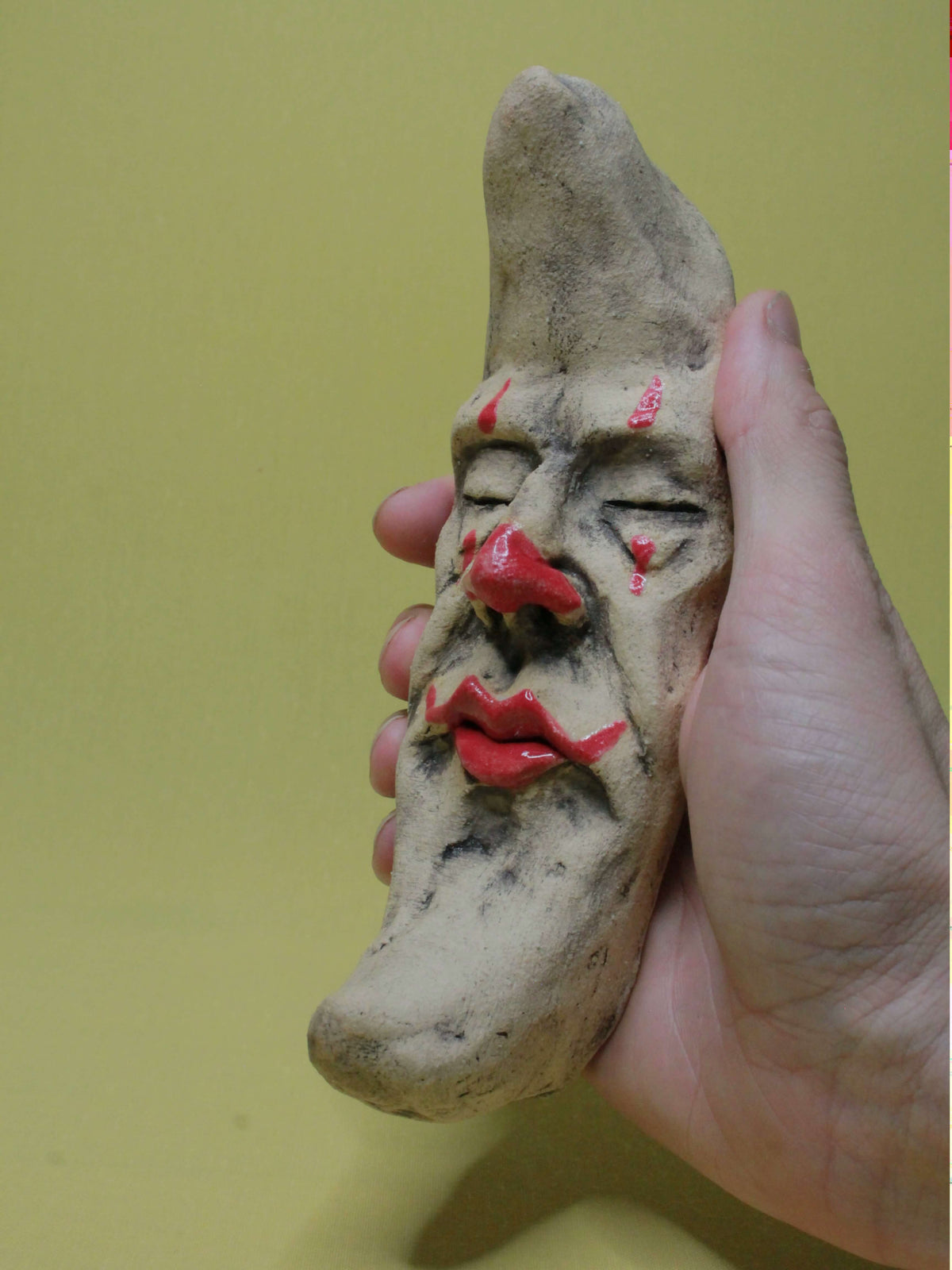Small Clown Crescent Moon Ceramic Wall Ornament