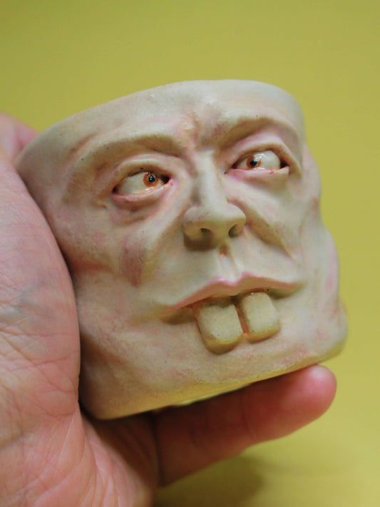 Super Goofy Face Tumbler - Quirky Handmade Ceramic Drinkware