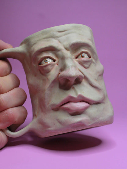 Bruiser Face Tankard / Large Mug (Matte) - Weird Handmade Ceramics