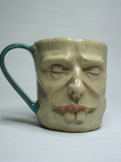 Tired Goofy Face Mug - Weird Handmade Ceramic Mug
