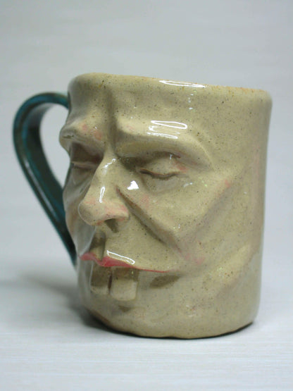 Tired Goofy Face Mug - Weird Handmade Ceramic Mug