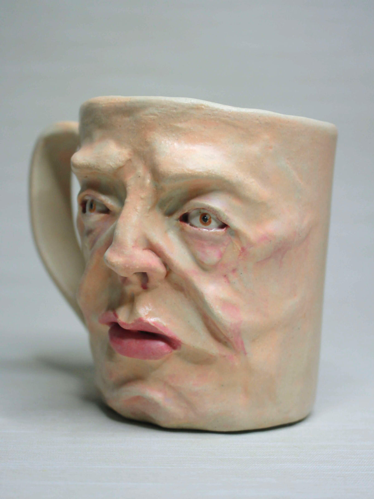 Tough Guy Face Mug - Weird Hand Sculpted Ceramic Mug