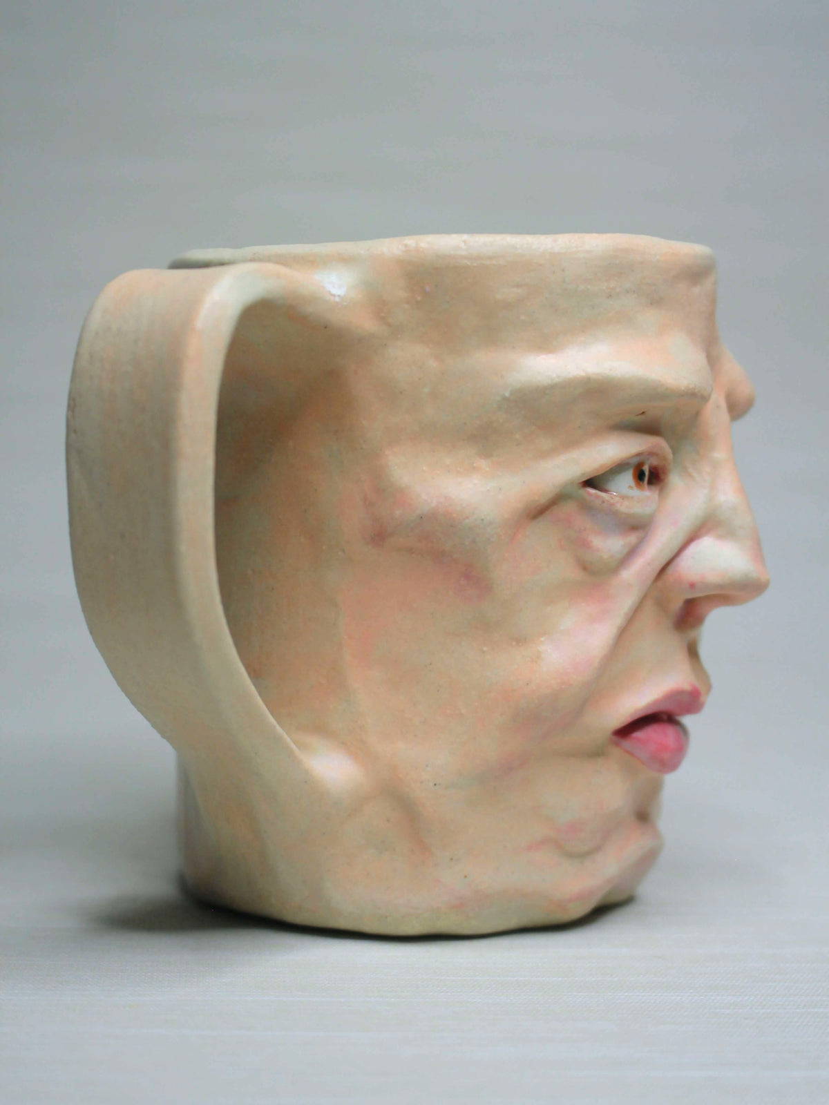 Tough Guy Face Mug - Weird Hand Sculpted Ceramic Mug