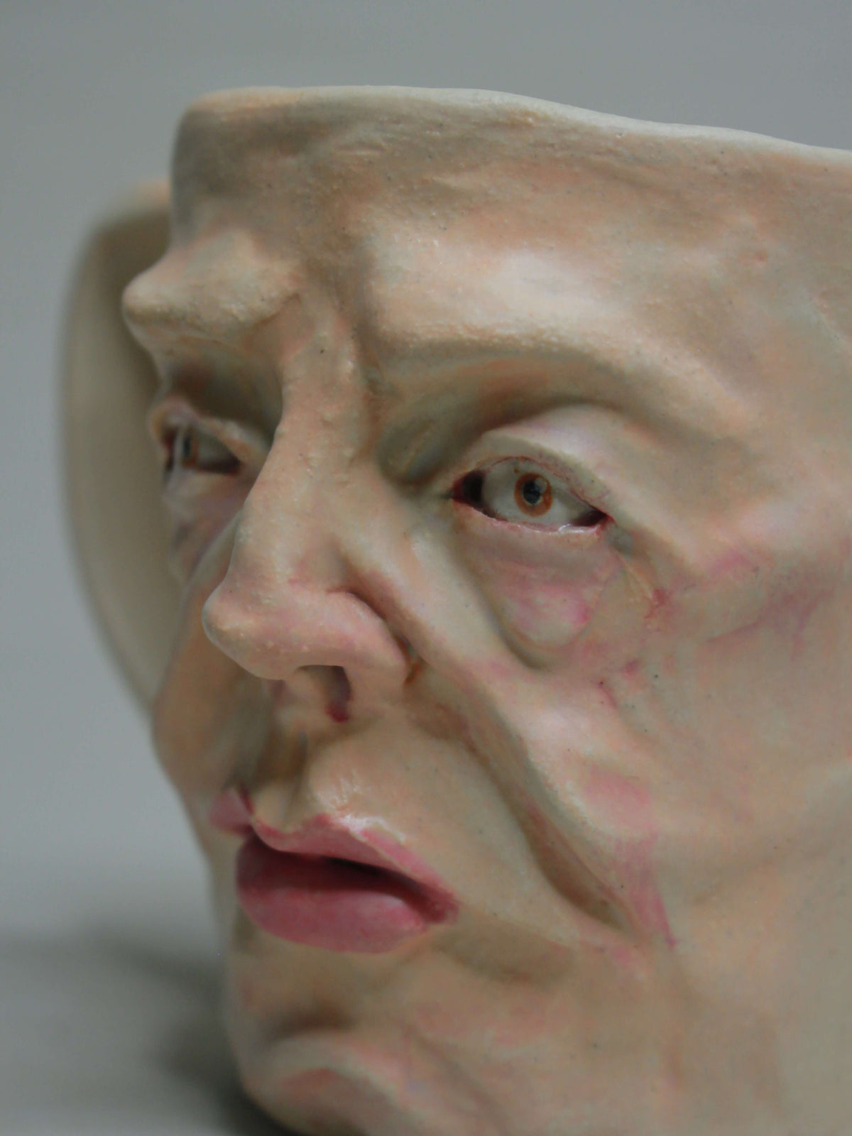 Tough Guy Face Mug - Weird Hand Sculpted Ceramic Mug