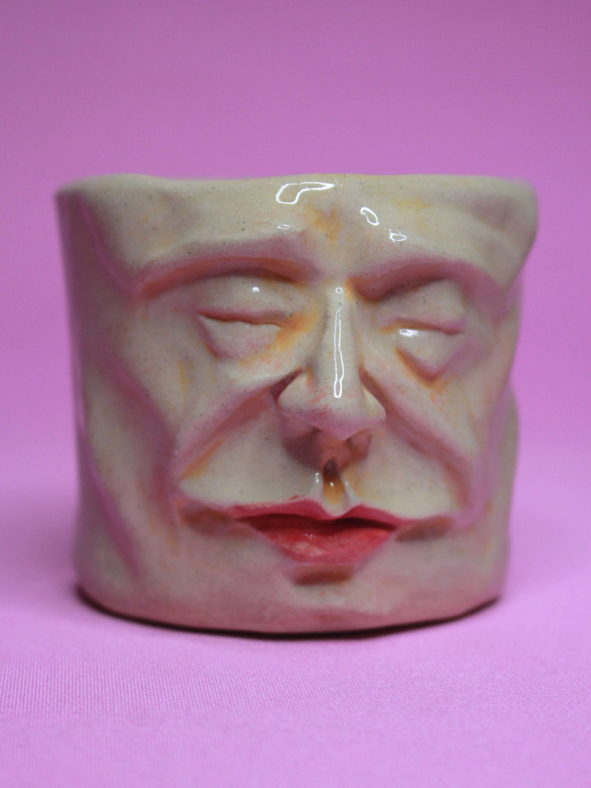 Wake Me UP When We're There Face Tumbler - Unique Handmade Ceramic Drinkware