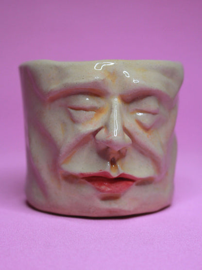 Wake Me UP When We're There Face Tumbler - Unique Handmade Ceramic Drinkware