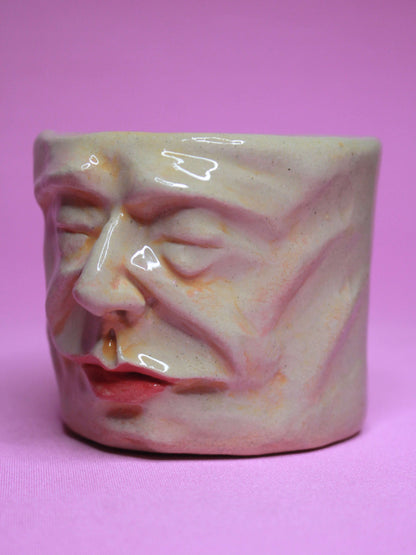 Wake Me UP When We're There Face Tumbler - Unique Handmade Ceramic Drinkware