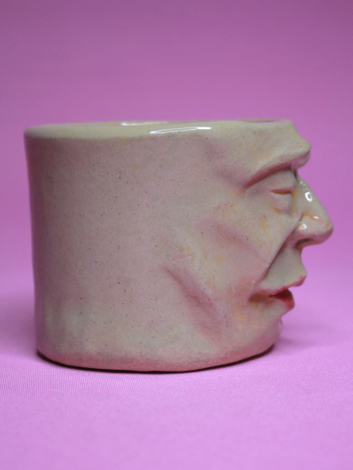 Wake Me UP When We're There Face Tumbler - Unique Handmade Ceramic Drinkware
