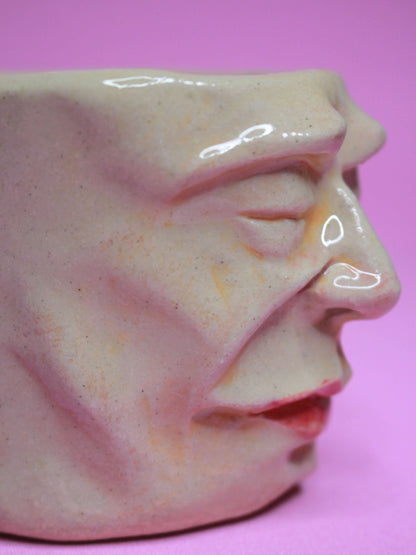 Wake Me UP When We're There Face Tumbler - Unique Handmade Ceramic Drinkware
