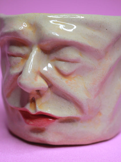 Wake Me UP When We're There Face Tumbler - Unique Handmade Ceramic Drinkware