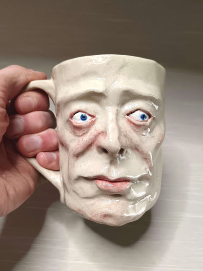 Strange Shocked Face Mug - Quirky Handmade Ceramic Mug