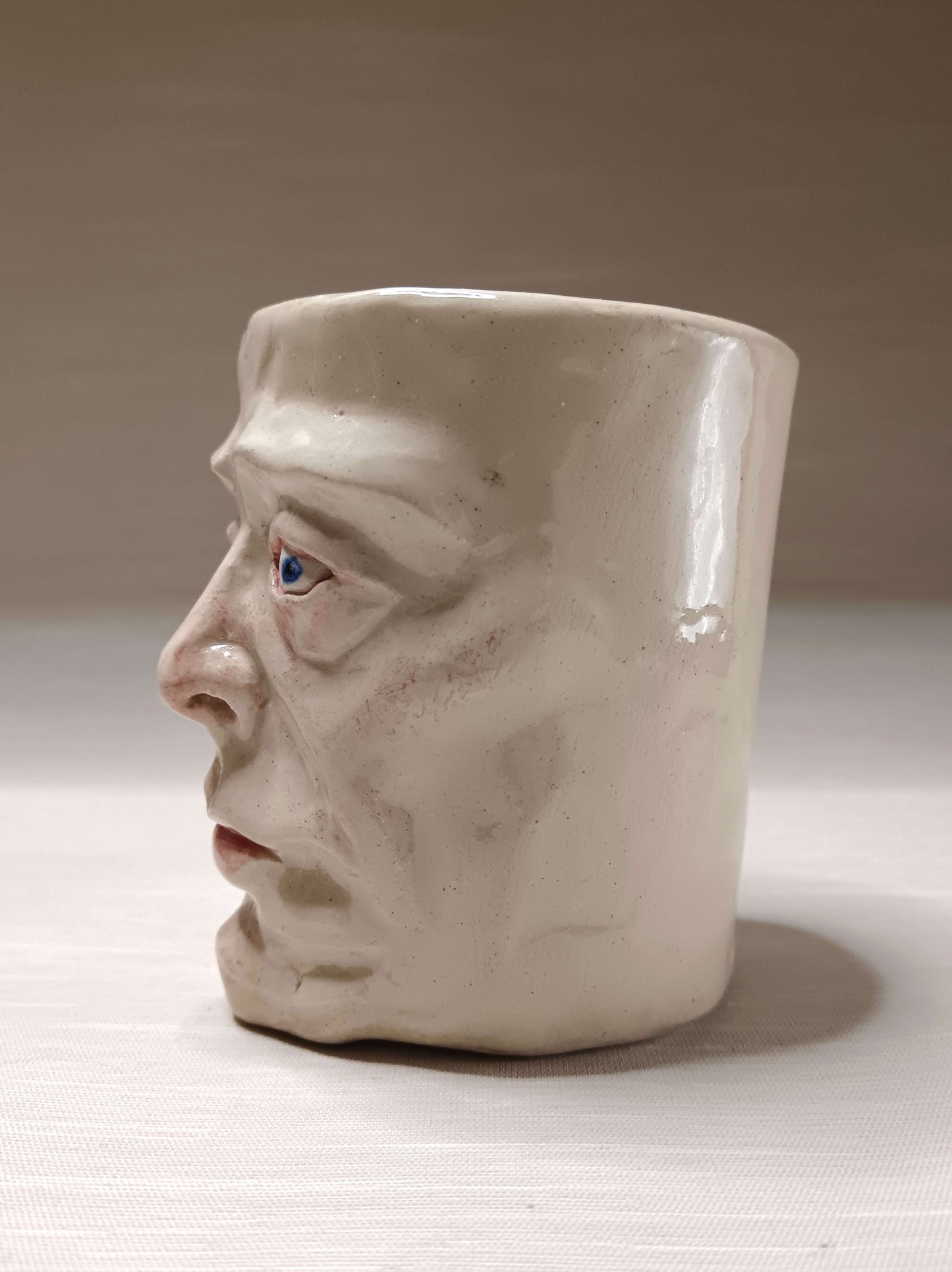 Strange Shocked Face Mug - Quirky Handmade Ceramic Mug