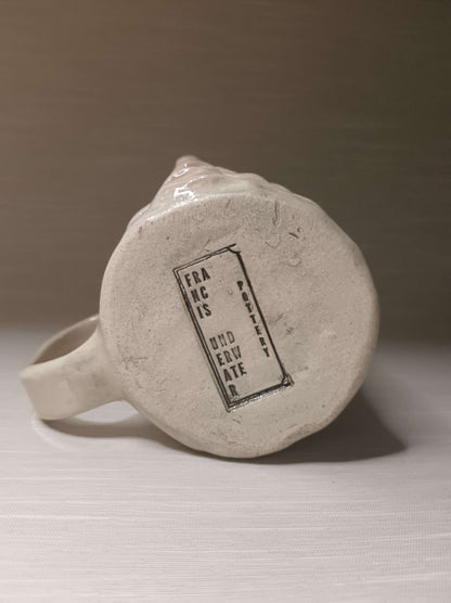 Sleepy White Face Tankard / Large Mug - Handmade Ceramic Drinkware
